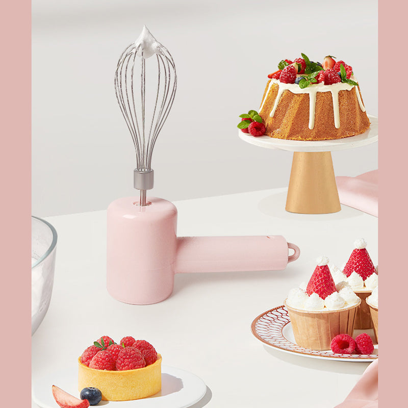 Pink Portable Electric Egg Beater with 3-Speed Adjustment, Dual Whisks, and Type-C Charging 6
