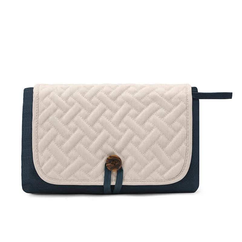 Blue and White Patchwork Portable Baby Changing Mat - Waterproof, Foldable, Compact Diaper Pad for Travel & Everyday Use 6