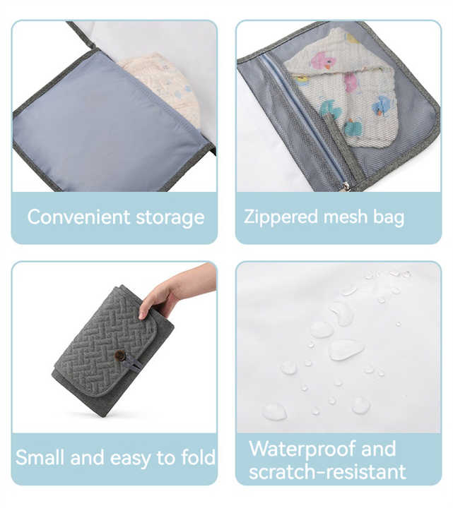 Grey Portable Baby Changing Mat - Waterproof, Foldable, Compact Diaper Pad for Travel & Everyday Use 5