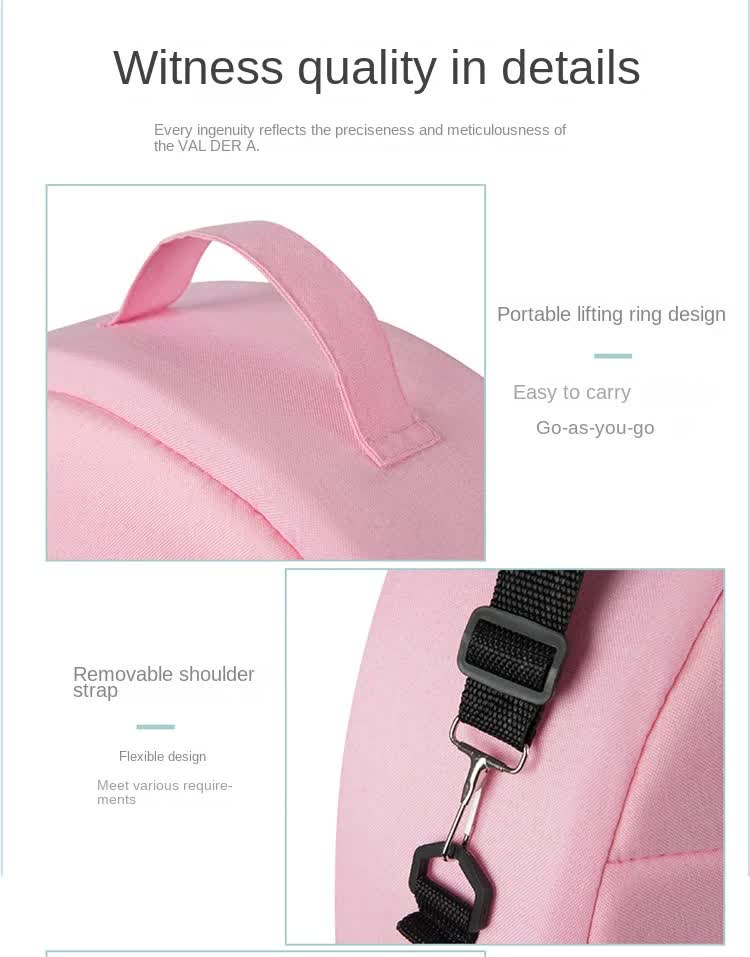 Pink Portable Multi-Purpose Baby Bed and Diaper Backpack - Lightweight, Waterproof, Canvas + Polyester Material, Travel Essential for Moms(With mosquito net and small toys) 9