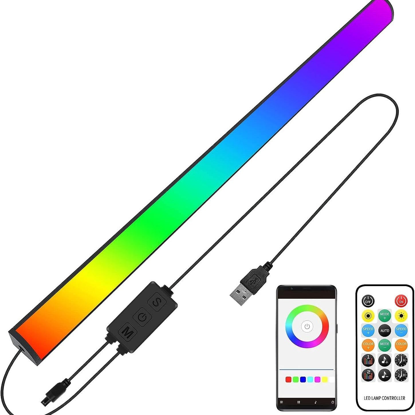 2 Pcs RGB LED Gaming Light Bar - Dual Color Temperature & Adjustable RGB Effects, USB-Powered Backlight for Monitors, Remote & Button Control, 30cm Lightweight Design 4