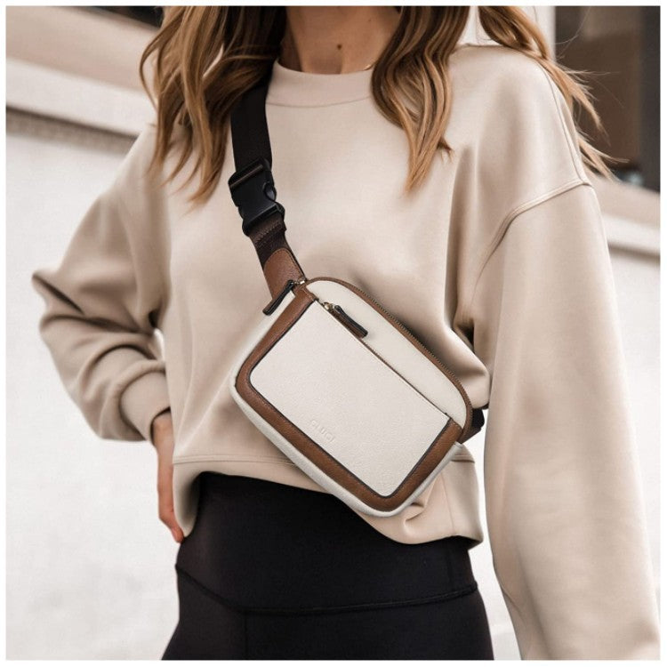 Black And Brown Color Matching Adjustable Waterproof PU Leather Waist Bag - Stylish Crossbody Belt Bag for Men & Women 6