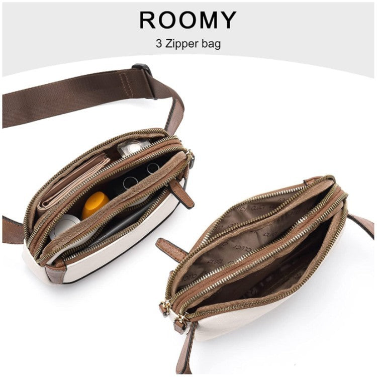 White And Black Color Matching Adjustable Waterproof PU Leather Waist Bag - Stylish Crossbody Belt Bag for Men & Women 4