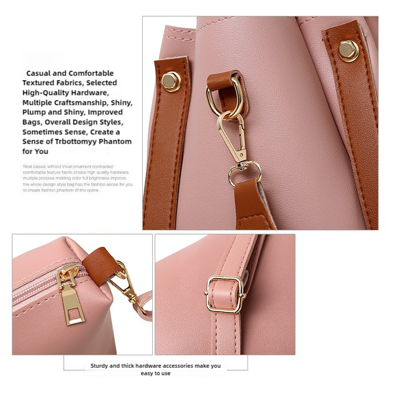 Brown Elegant 4-Piece Women's Handbag Set - Stylish PU Leather Tote, Shoulder Bag, Clutch, and Wallet for Every Occasion 3