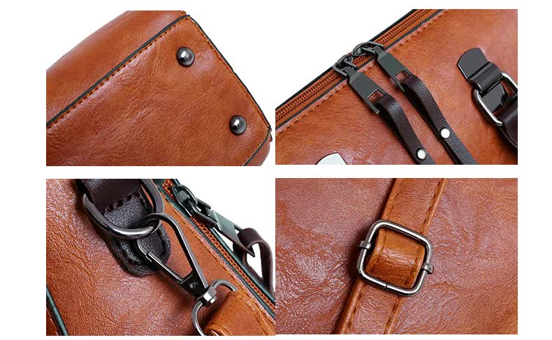 Brown 4-Piece Women's PU Leather Tote Bag Set - Vintage Handbag, Shoulder Bag, Clutch, and Card Holder - Lightweight Design 5