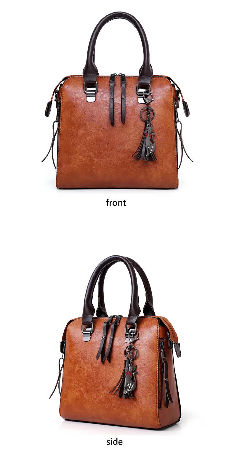 Brown 4-Piece Women's PU Leather Tote Bag Set - Vintage Handbag, Shoulder Bag, Clutch, and Card Holder - Lightweight Design 6