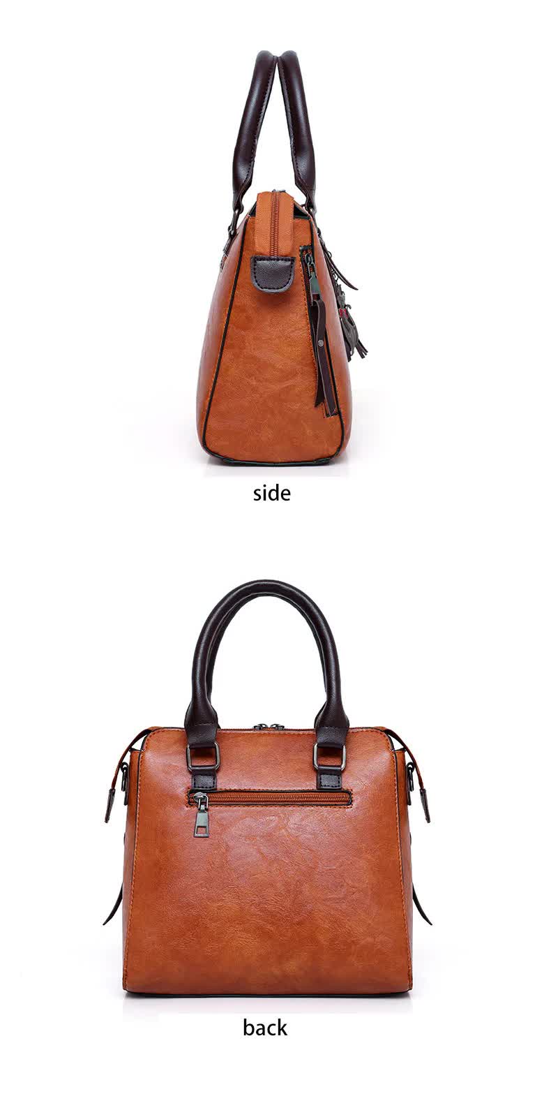 Brown 4-Piece Women's PU Leather Tote Bag Set - Vintage Handbag, Shoulder Bag, Clutch, and Card Holder - Lightweight Design 7