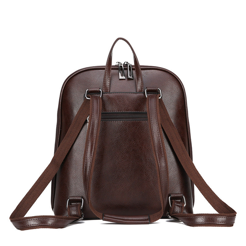 Brown Stylish Women's PU Leather Backpack - Spacious, Anti-Theft, Multi-Pocket Travel Bag for School or Work 3
