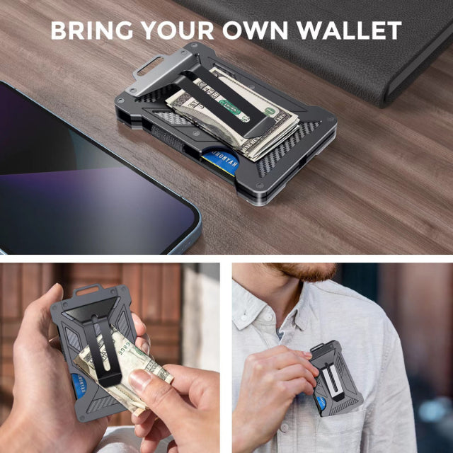 1 Pcs Grey Premium RFID Blocking Aluminum Alloy ID Badge Holder with Transparent Card Slot & Money Clip 4