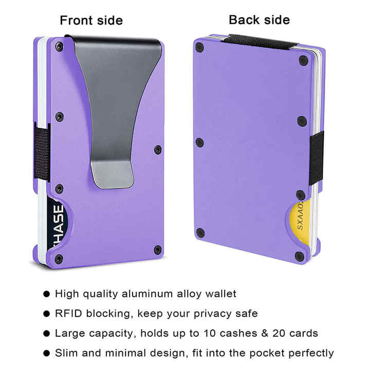 2 Pcs Gold Aluminum Alloy RFID Blocking Wallet - Compact, Lightweight Credit Card Holder and Money Clip 3