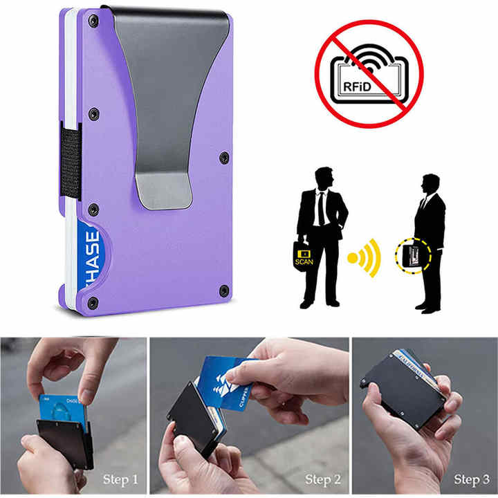 2 Pcs Gold Aluminum Alloy RFID Blocking Wallet - Compact, Lightweight Credit Card Holder and Money Clip 4