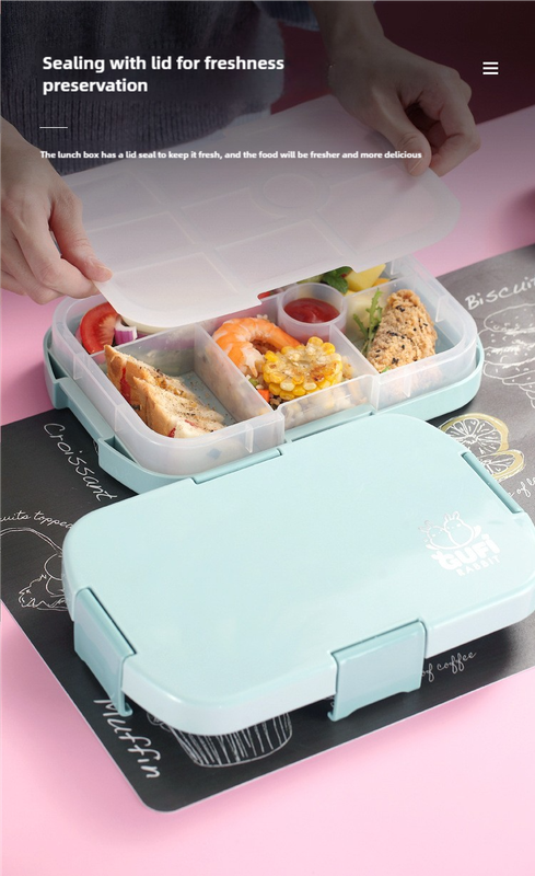 Blue Kids' Lunch Box with Compartments - BPA-Free Microwave Safe Bento Box for School Meals 6