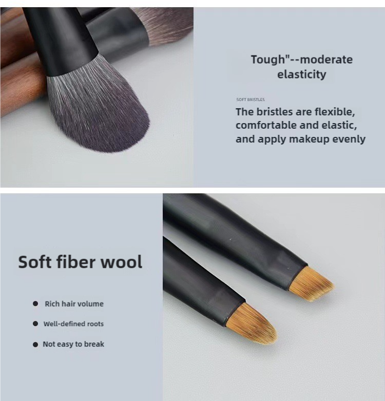 Style A 12-Piece Mini Portable Makeup Brush Set - Fiber Bristle Beauty Tool Set(With storage bag) 4