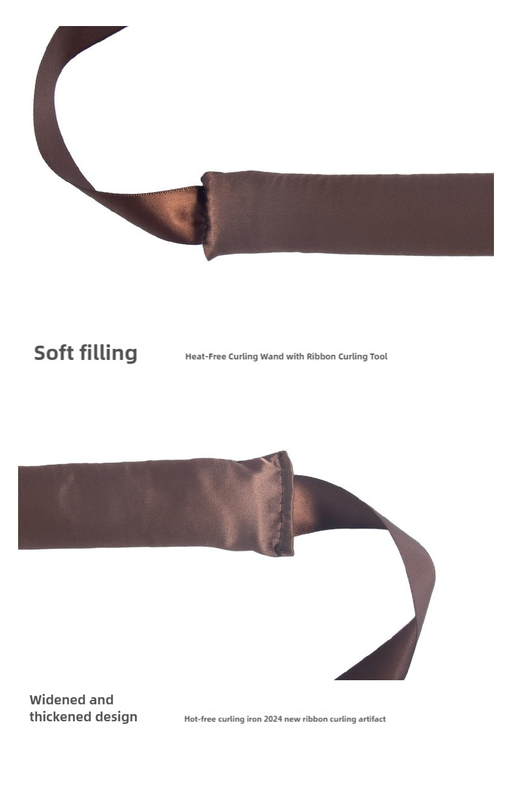 Black 3 Sticks  No-Heat Hair Curling Ribbon Kit - Silk Ribbon Curling Wand for Sleep-in Styling 6