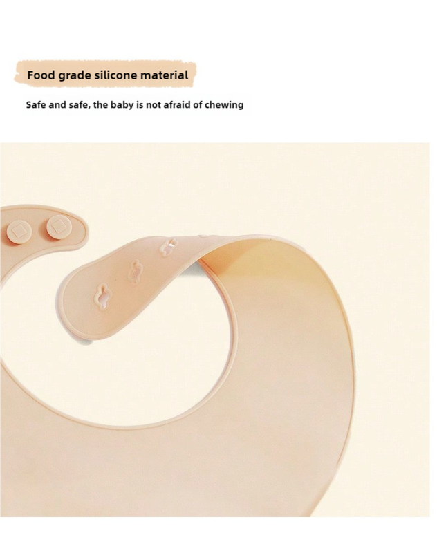 Rocket Pattern Beige Soft and Safe Silicone Baby Feeding Set - Bib, Bowl, and Spoon Combo for Mess-Free Meals 3