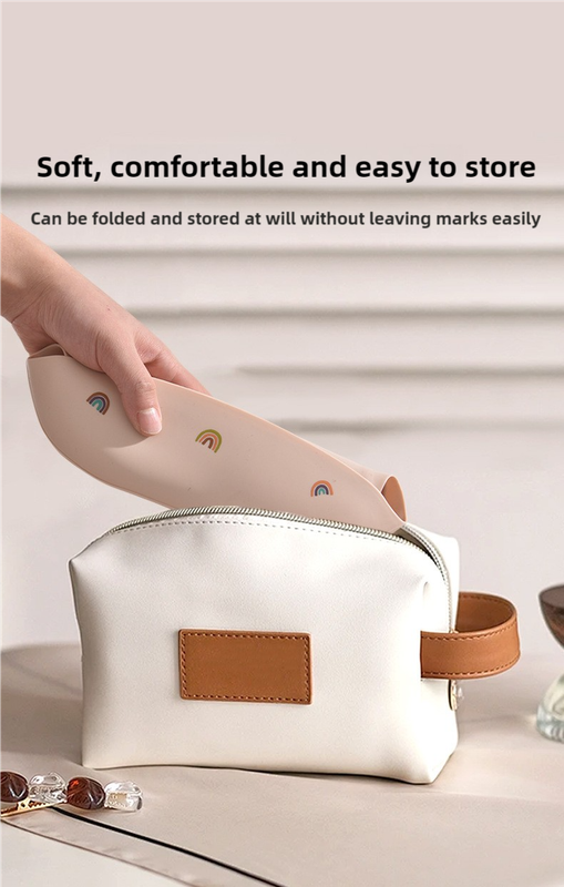 Lilac Pattern Beige Soft and Safe Silicone Baby Feeding Set - Bib, Bowl, and Spoon Combo for Mess-Free Meals 6