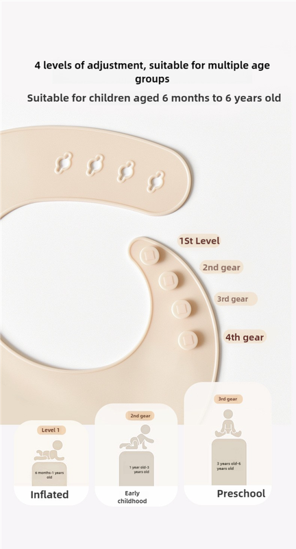 Dinosaur Pattern Beige Soft and Safe Silicone Baby Feeding Set - Bib, Bowl, and Spoon Combo for Mess-Free Meals 5