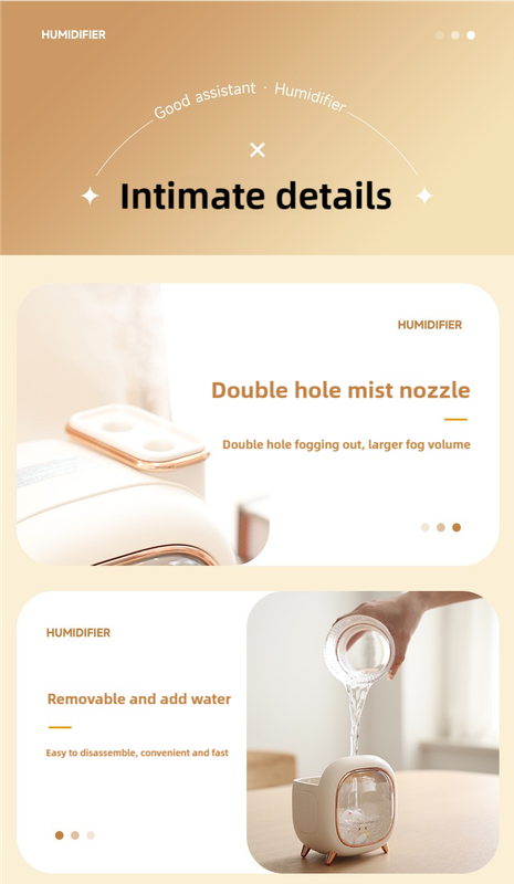 Off White USB Desktop Dual Mist Cute Humidifier with Essential Oil Diffuser, 500ml Large Capacity, Quiet Aromatherapy Machine for Bedroom and Office(without essential oil) 5