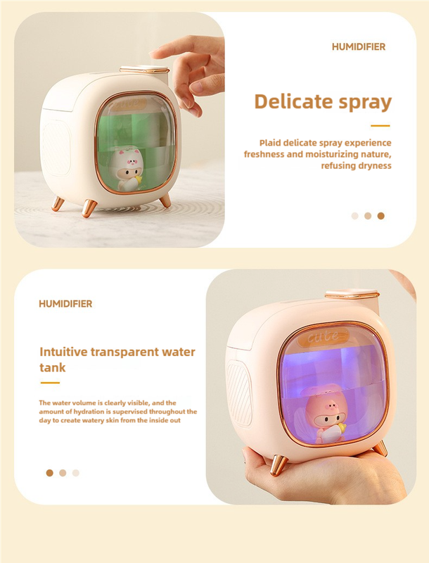 Off White USB Desktop Dual Mist Cute Humidifier with Essential Oil Diffuser, 500ml Large Capacity, Quiet Aromatherapy Machine for Bedroom and Office(without essential oil) 6