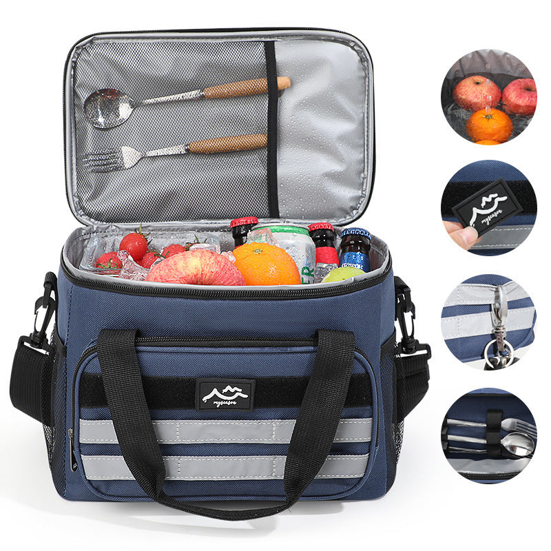 Grey 18L Large Capacity Outdoor Insulated Cooler Bag - Portable Picnic Ice Pack with Shoulder Strap 3