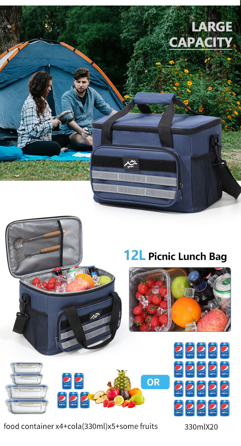 Dark Blue 18L Large Capacity Outdoor Insulated Cooler Bag - Portable Picnic Ice Pack with Shoulder Strap 6