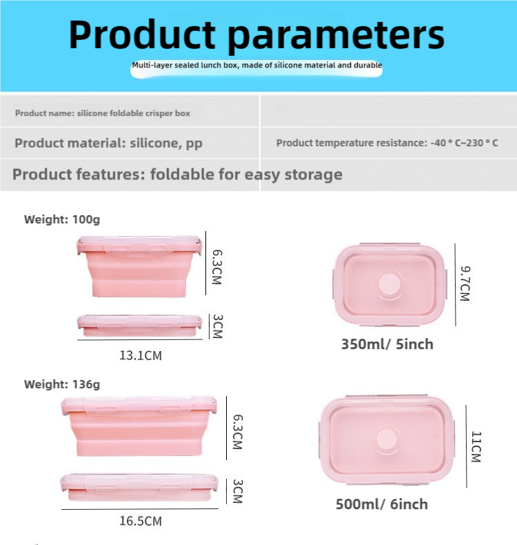 Pink Collapsible Silicone Bento Box Set – 4-Piece Food-Grade Microwave & Freezer Safe Lunch Box Set 3