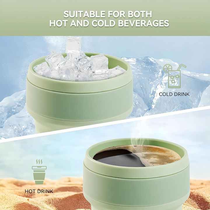 2 Pcs Pink Collapsible Silicone Coffee Cup – Portable, Food-Grade, Microwave & Freezer Safe Travel Mug(Combination pack of the same color) 3