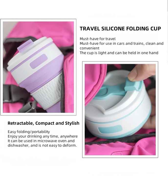 2 Pcs Purple Collapsible Silicone Coffee Cup - Portable, Food-Grade, Microwave & Freezer Safe Travel Mug(Combination pack of the same color) 4