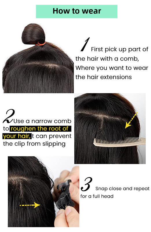 4 Pcs Set Black High-Quality Wavy Clip-In Hair Extensions Set - 50cm, 200g, Synthetic Fiber - Voluminous Beach Waves for Instant Hair Makeover 3