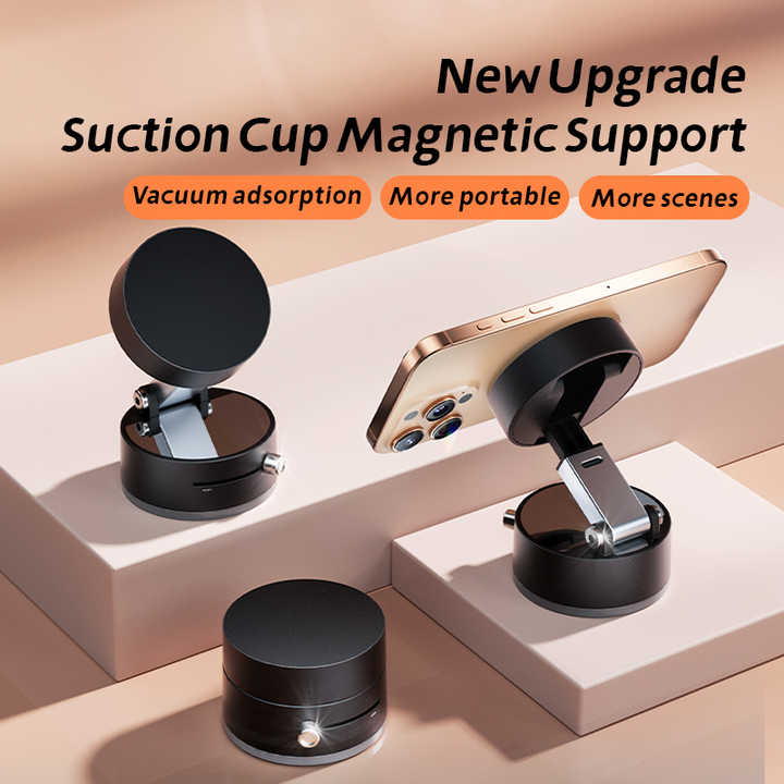 White Magnetic Phone Mount for Cars and Home, 360° Rotating Magnetic Stand with PC Mirror Sticker 3
