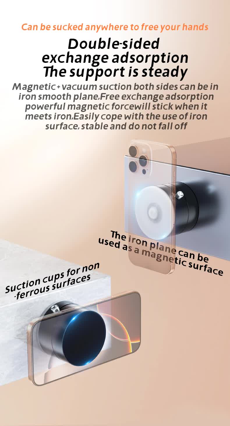 White Magnetic Phone Mount for Cars and Home, 360° Rotating Magnetic Stand with PC Mirror Sticker 7