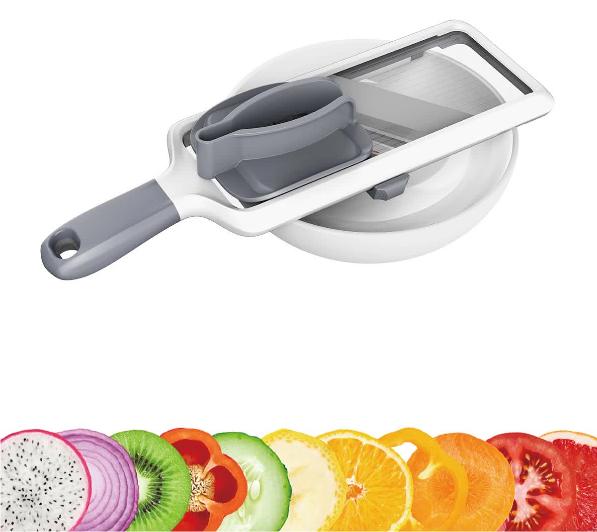Grey Multi-Function Vegetable Cutter, Potato Slicer, Fruit Slicing Machine, Grater for Carrots & More 3