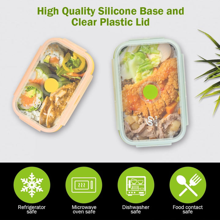 3-piece Collapsible Silicone Food Storage Containers Set (Red + Yellow +Green)