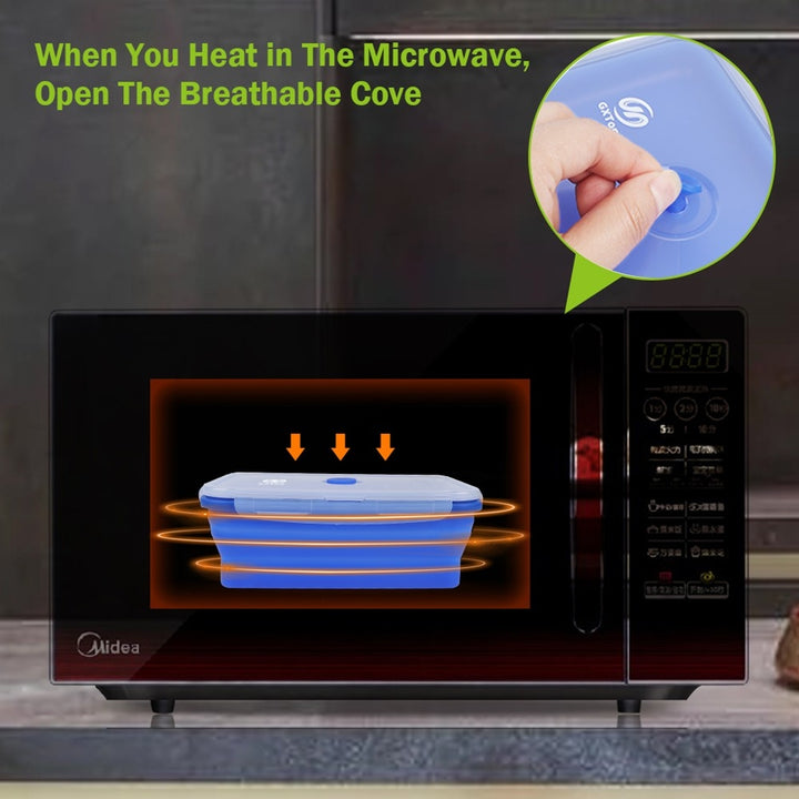 3-piece Collapsible Silicone Food Storage Containers Set (Red + Yellow +Green) 3