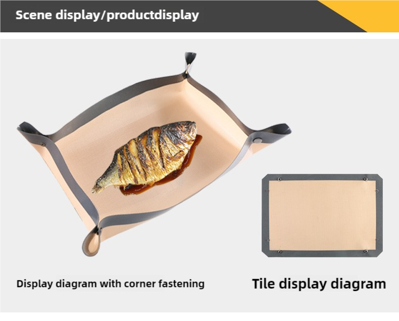 2-piece Non-stick Silicone Baking Mat Set Gray Edge Yellow Background