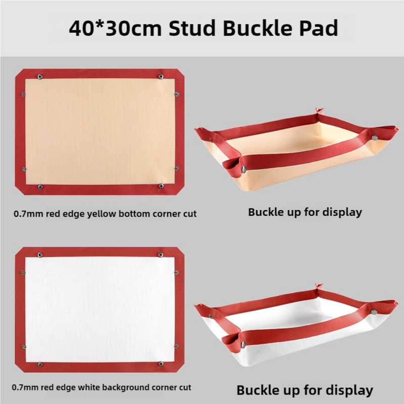 2-piece Non-stick Silicone Baking Mat Set Red Edge Yellow Background