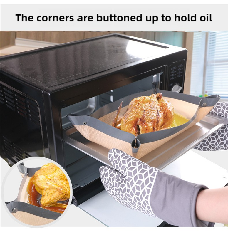 2-piece Non-stick Silicone Baking Mat Set Red Edge Yellow Background 4