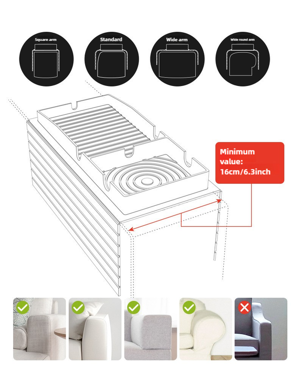 Off White Multi-Function Sofa Cup Holder Tray, Silicone Drink Organizer, Adjustable and Easy-to-Clean Sofa Armrest Storage Box for Drinks, Snacks, and Gadgets 4