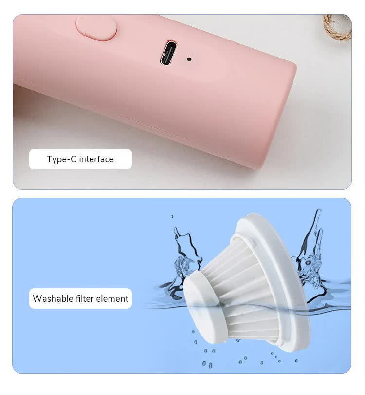 Blue Mini Portable Wireless Dust Vacuum Cleaner, Powerful and Long-Lasting Handheld Vacuum for Makeup Tables, Powder, and Dust 6