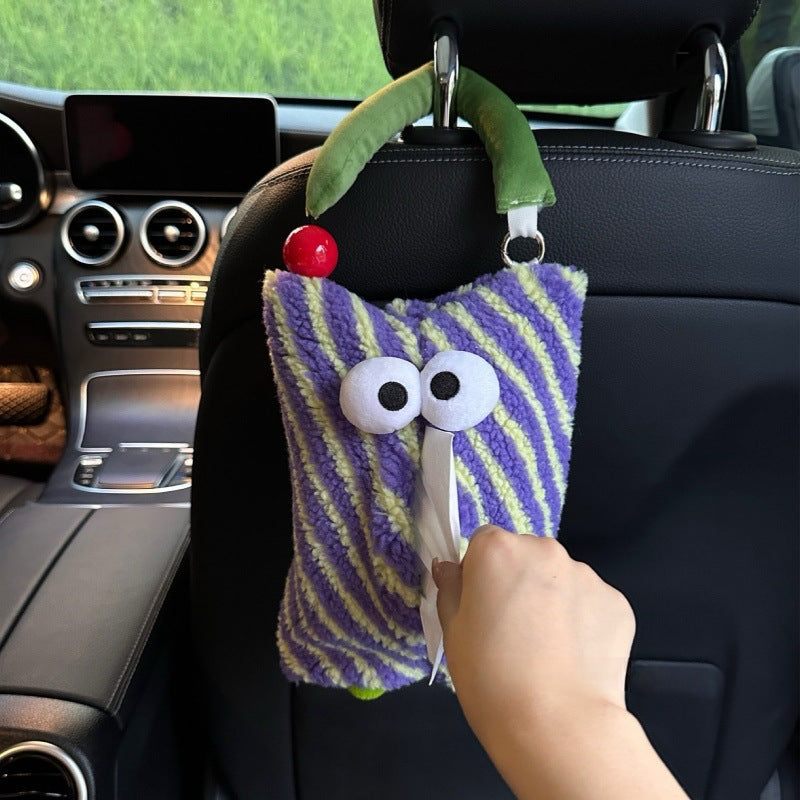 Purple And Green Cartoon Monster Tissue Box, Plush Tissue Holder for Car or Home, Cute and Fun Design 3