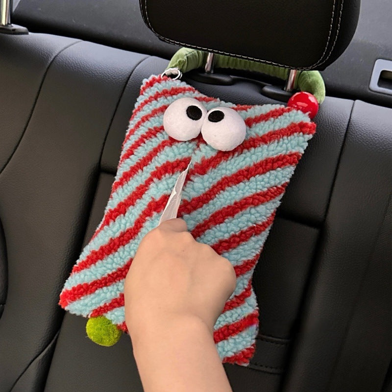 Blue And Red Cartoon Monster Tissue Box, Plush Tissue Holder for Car or Home, Cute and Fun Design 3