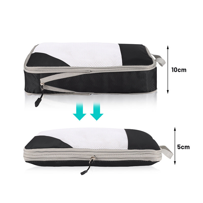 4-piece Set Grey Compression Travel Storage Bags Set, Mesh Travel Organizers for Luggage, Foldable and Space-Saving Packing Cubes 3