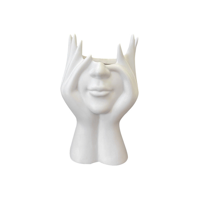 2 Pcs White Elegant Hand-Shaped Brush Holder – Creative Makeup Brush Organizer for Vanity and Desk(Makeup brush not included) 3