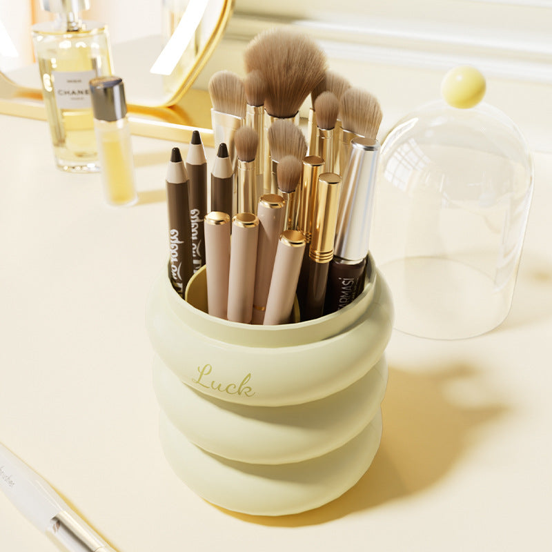 Blue 360° Rotating Makeup Brush Holder with Clear Dome – Stylish Organizer for Vanity, Desk, and Bathroom 3
