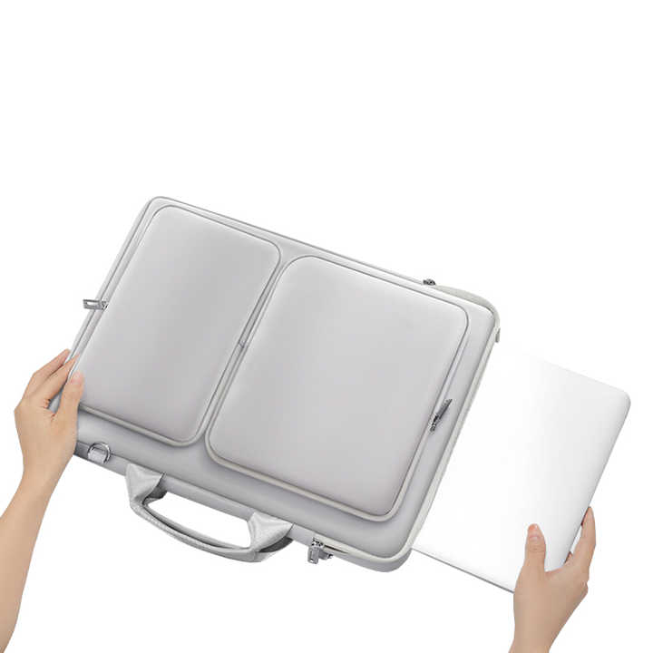 Grey 15.6-Inch Shockproof Laptop Bag with Compartments – Slim Design, Travel-Ready 3