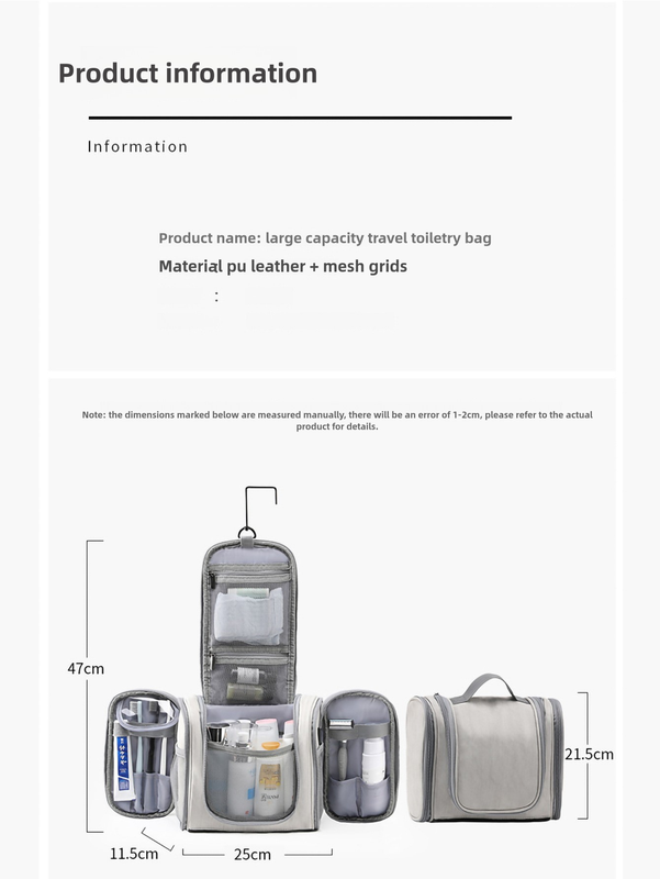 Pink Large Capacity Travel Toiletry Bag with Dry-Wet Separation - Hanging Organizer for Cosmetics and Personal Care 3