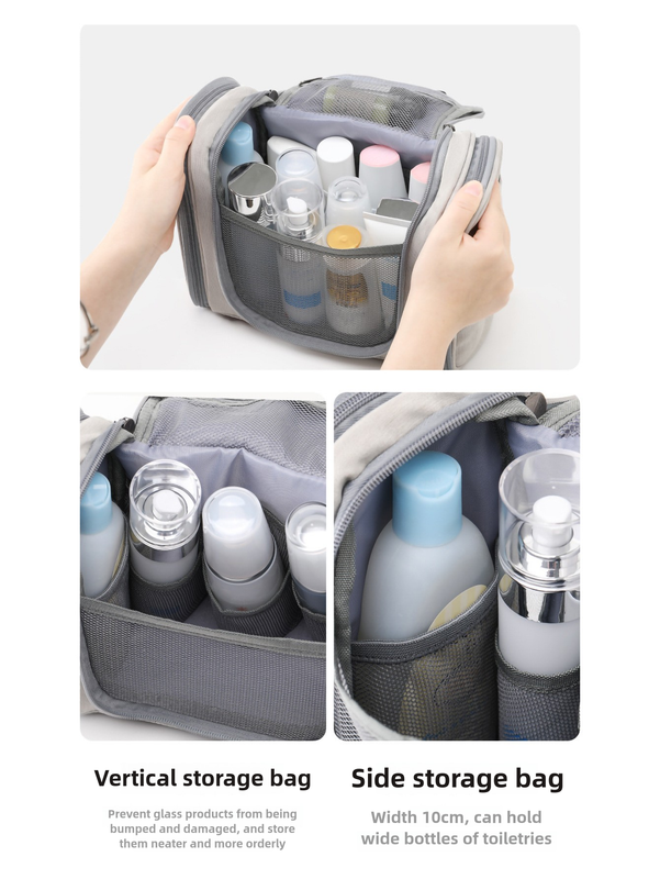 Pink Large Capacity Travel Toiletry Bag with Dry-Wet Separation - Hanging Organizer for Cosmetics and Personal Care 4