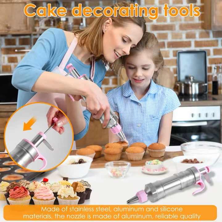 Yellow Cream Piping Gun for Cookie Decorating – 6 Nozzle DIY Set for Baking and Cake Decoration 3