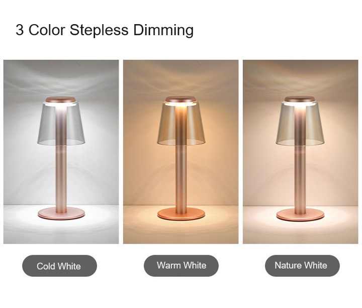 Gold Stylish Transparent Desk Lamp with Touch Control, LED, Type-C Charging – Simple and Modern Design 4