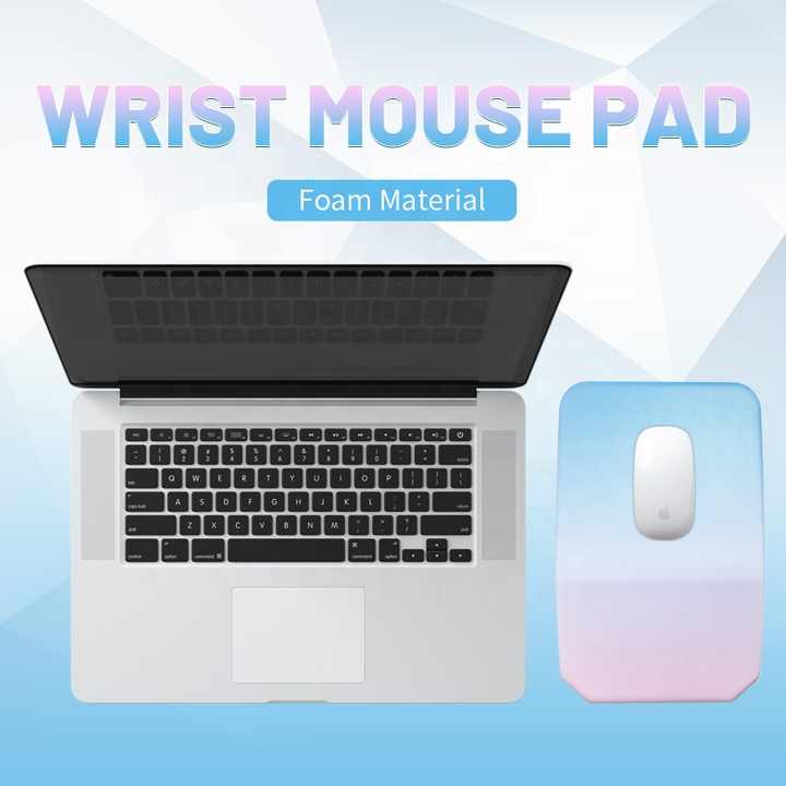 Gradual Blue Ergonomic PU Anti-Slip Mouse Pad with Wrist Support - Rectangular Gradient Desk Mat for Gaming and Office Use 8